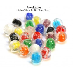 NEW! 20 Mixed Glow In The Dark Round Lampwork Glass Beads 12mm ~ Stylish Jewellery Making